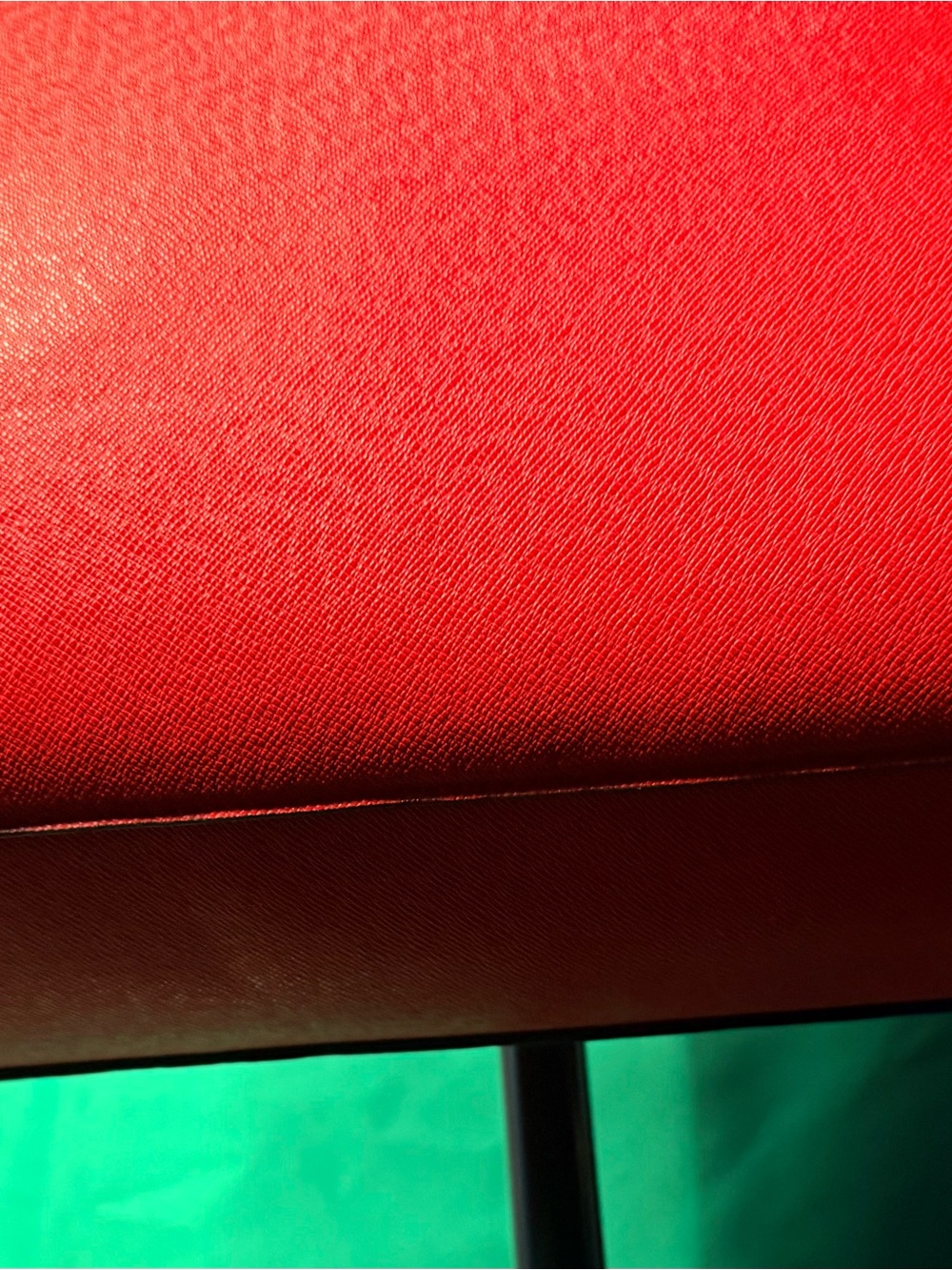 Red Leather Tote Bag with Black Handles - Picture 6 of 13
